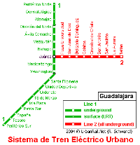 Ampliar mapa de metro de Guadalajara Mexico