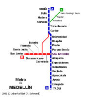 Ampliar mapa de metro de Medellin Colombia