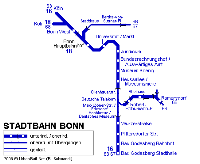 Ampliar mapa de metro de Bonn Alemania